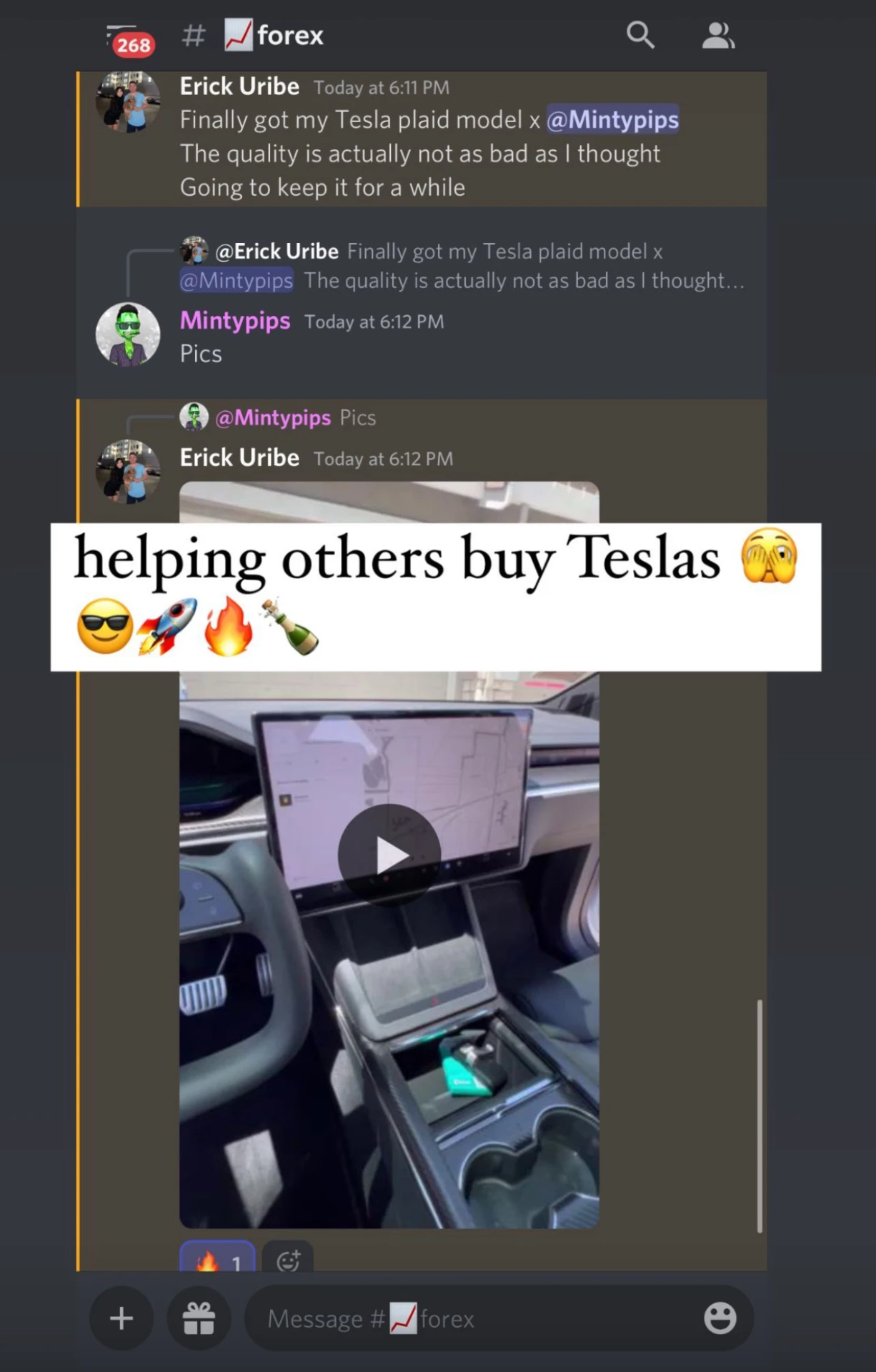 Erick Uribe picking up his Tesla Plaid Model X