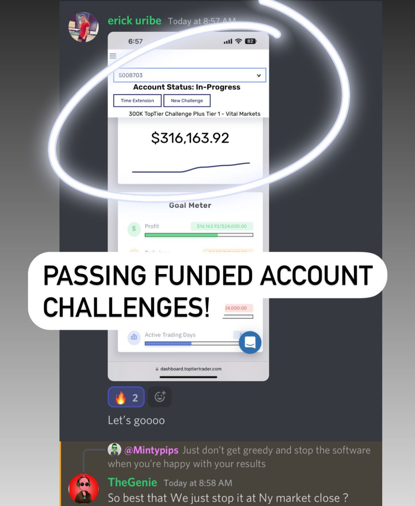 erick uribe: passing funded account challenges — $316,163.92 account